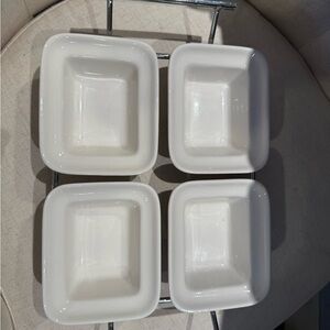 Set of Four White Ceramic Dishes